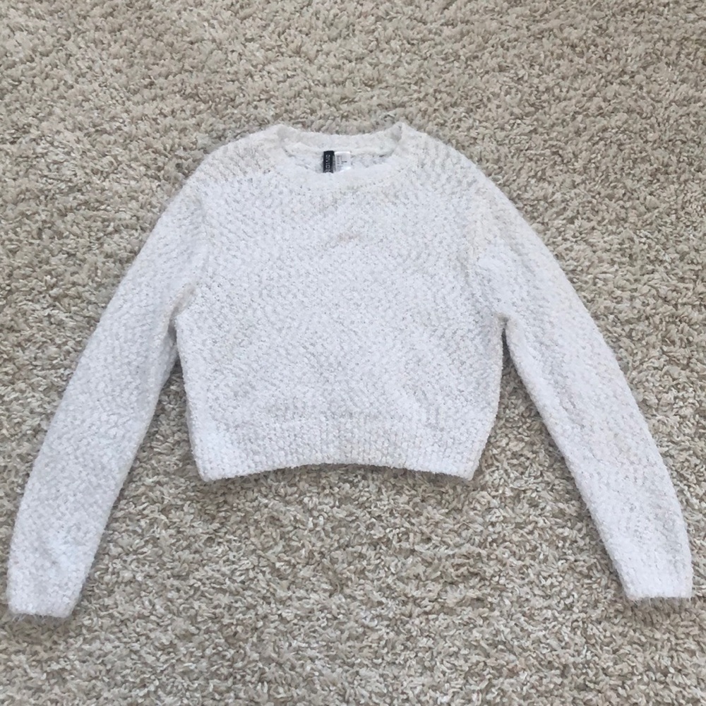 Fuzzy crew neck sweater
